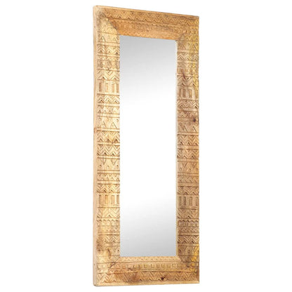Hand-Carved Mirror 110x50x2,5 cm Solid Mango Wood
