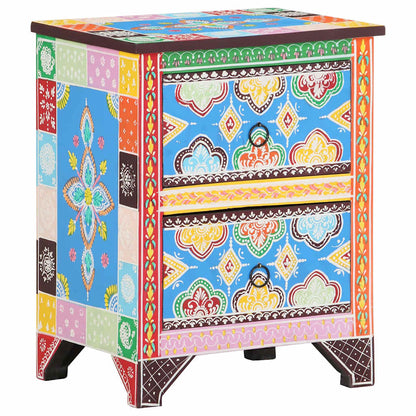 321666 vidaXL Hand Painted Bedside Cabinet 40x30x50 cm Solid Mango Wood