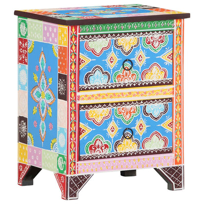 321666 vidaXL Hand Painted Bedside Cabinet 40x30x50 cm Solid Mango Wood