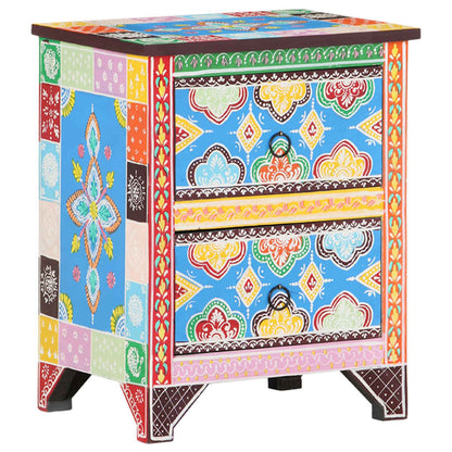 321666 vidaXL Hand Painted Bedside Cabinet 40x30x50 cm Solid Mango Wood