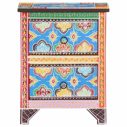 321666 vidaXL Hand Painted Bedside Cabinet 40x30x50 cm Solid Mango Wood