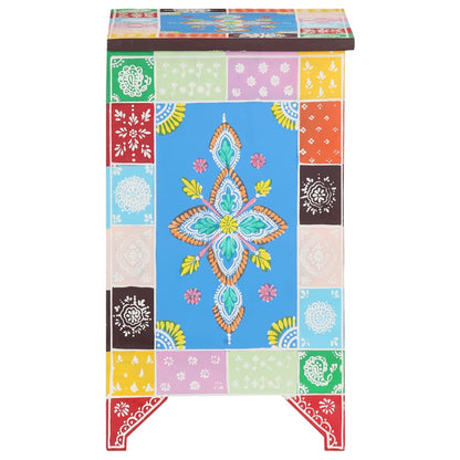 321666 vidaXL Hand Painted Bedside Cabinet 40x30x50 cm Solid Mango Wood