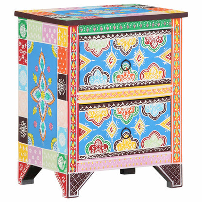 321666 vidaXL Hand Painted Bedside Cabinet 40x30x50 cm Solid Mango Wood