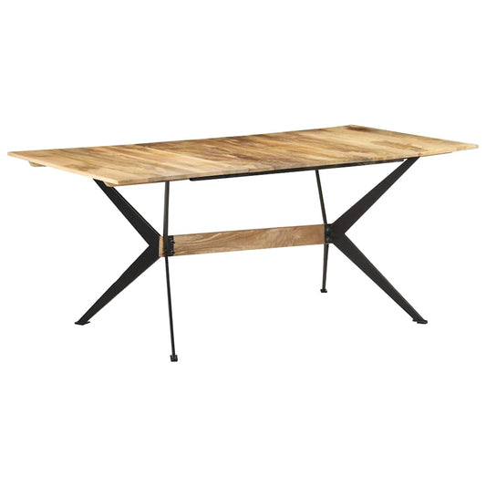 Dining Table | Natural Wood | Solid Mango Wood, Powder-Coated Steel