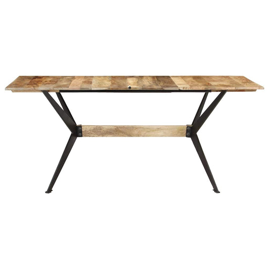 Dining Table | Natural Wood | Solid Mango Wood, Powder-Coated Steel