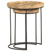 2 Piece Coffee Table Set Solid Mango Wood and Steel