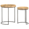 2 Piece Coffee Table Set Solid Mango Wood and Steel