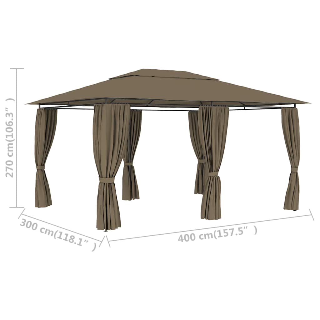Garden Marquee with Curtains 13.1'x9.8' Taupe 0.6 oz/ft²