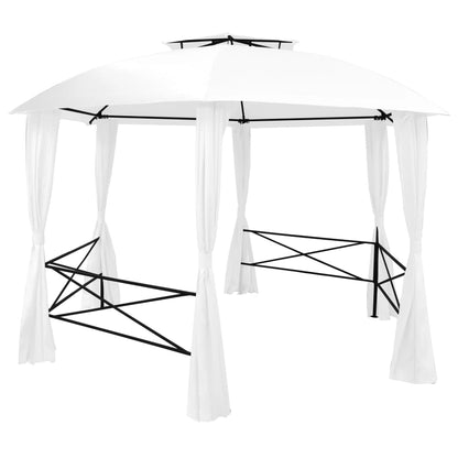 Garden Marquee with Curtains 141.7"x122.8"x104.3" White 0.6 oz/ft²
