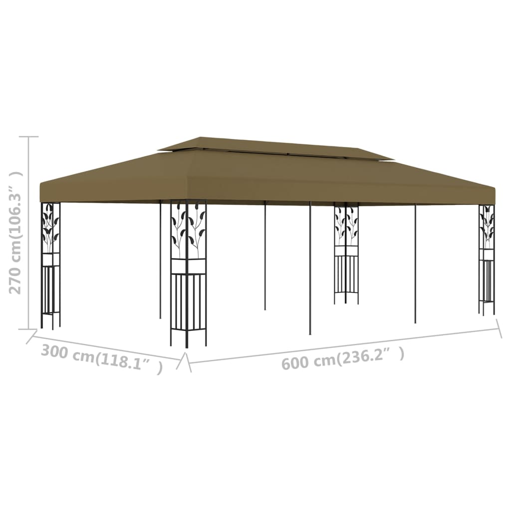 Gazebo Taupe Powder-coated steel Large Decorative Inlays Gazebo