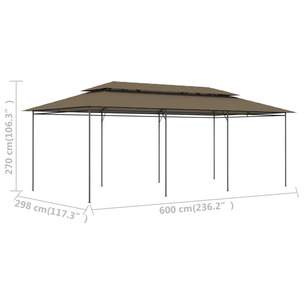 Gazebo 236.2"x117.3"x106.3" Taupe 0.6 oz/ft²