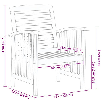 Patio Chairs 2 pcs Solid Acacia Wood