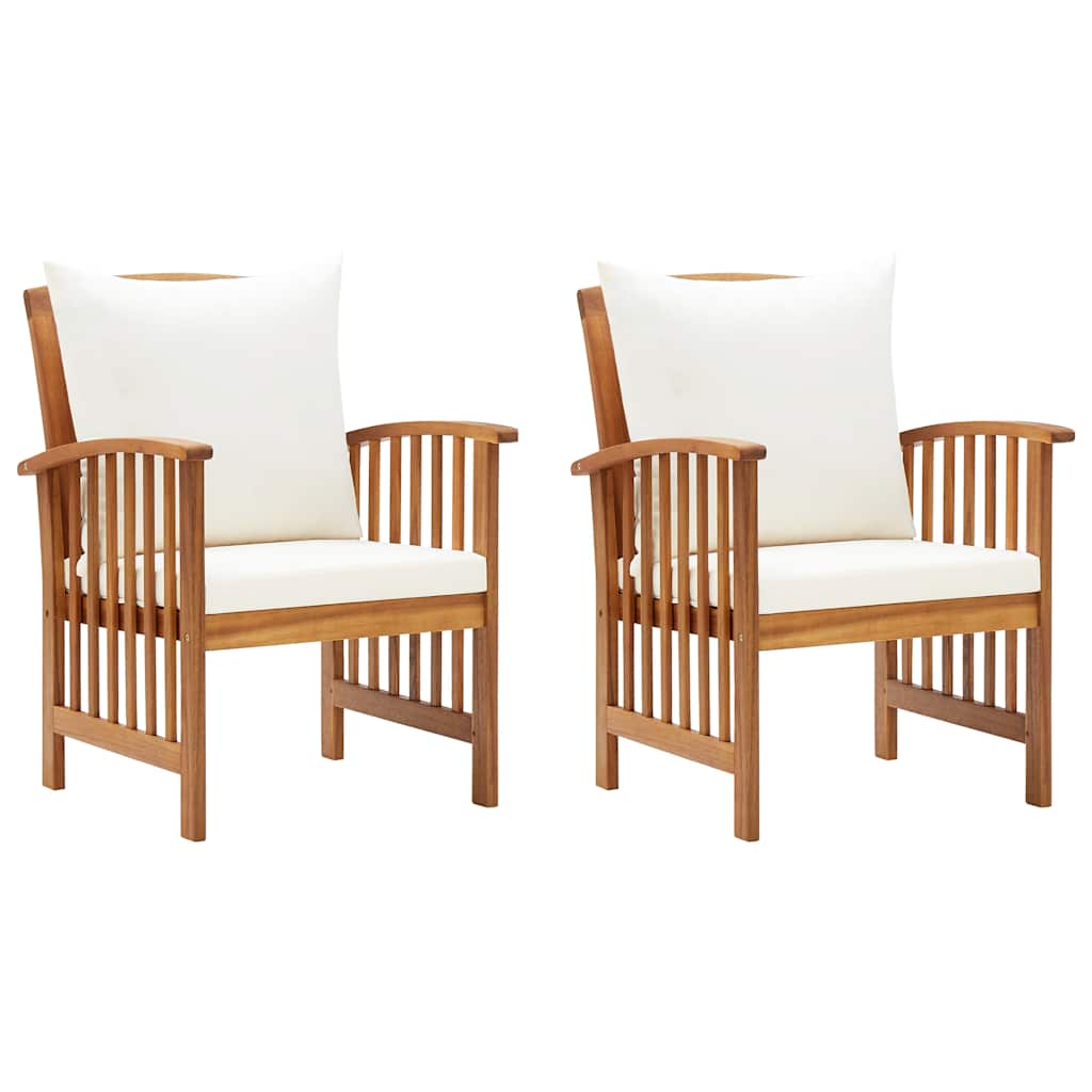 Patio Chairs with Cushions 2 pcs Solid Acacia Wood