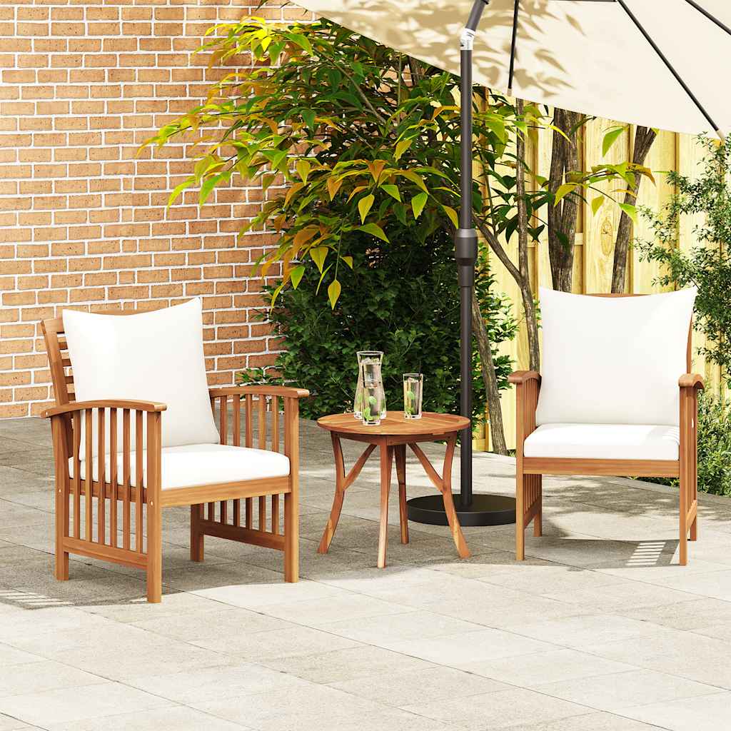 Patio Chairs with Cushions 2 pcs Solid Acacia Wood