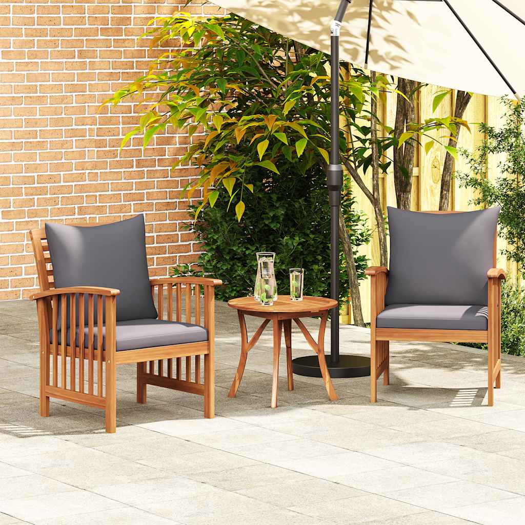 Patio Chairs with Cushions 2 pcs Solid Acacia Wood