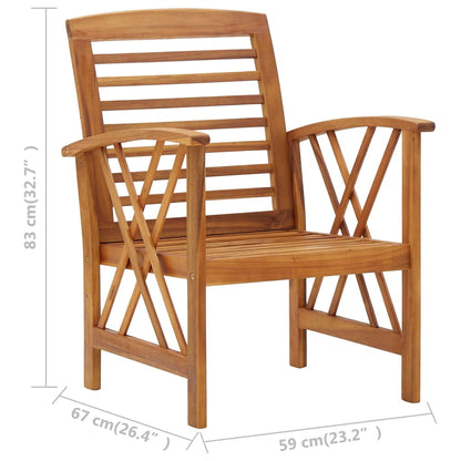 Garden Chair | Set of 2 | Natural Wood | Solid acacia wood | Standard