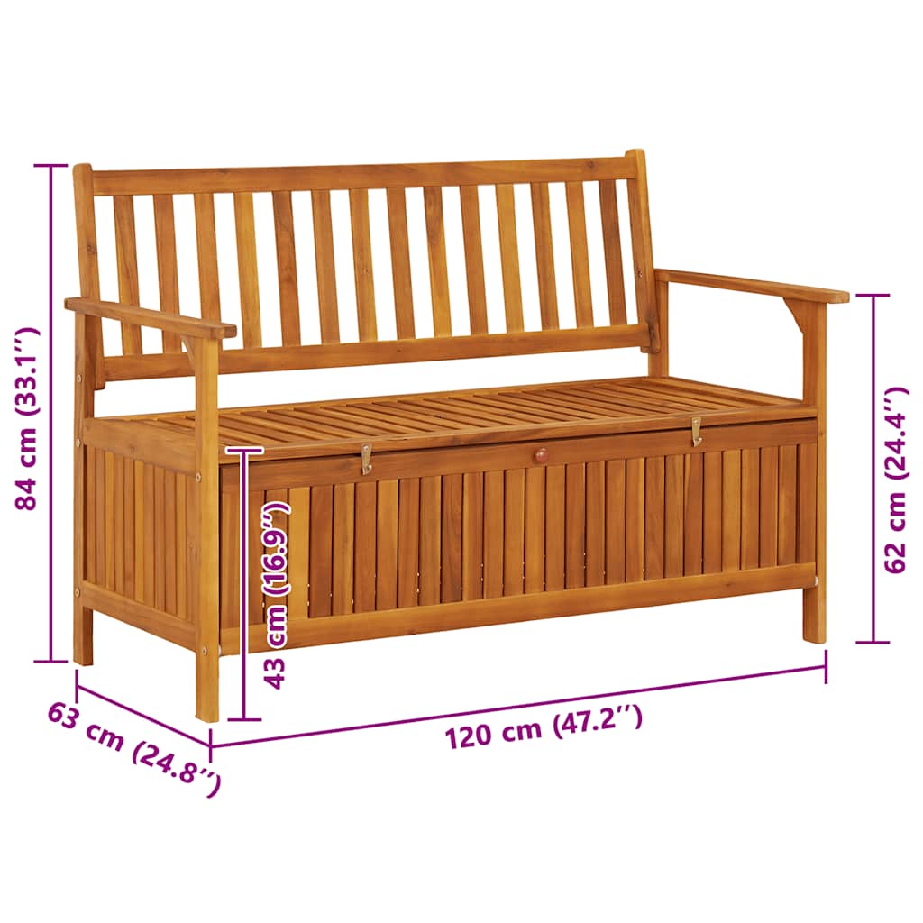 Patio Storage Bench 47.2" Solid Acacia Wood