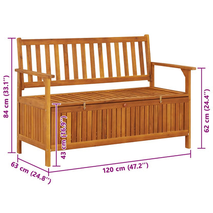 Patio Storage Bench 47.2" Solid Acacia Wood