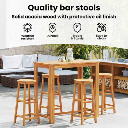 Bar Stool Set of 4 Acacia Wood Color Solid Acacia Wood Standard