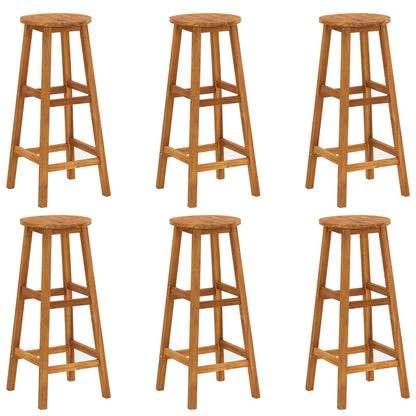 Bar Stools 6 pcs Solid Acacia Wood