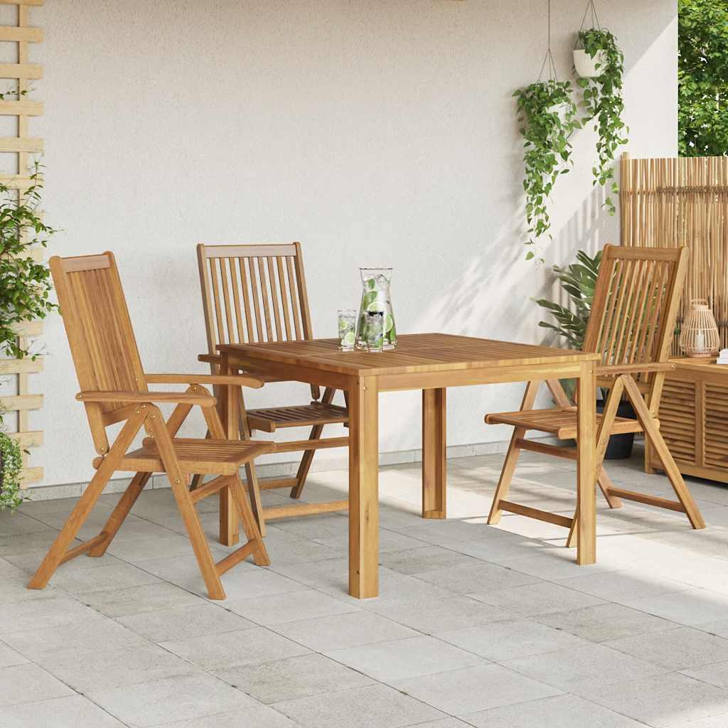 Garden Chair | Set of 3 | Brown | Solid Acacia wood | Medium | Foldable