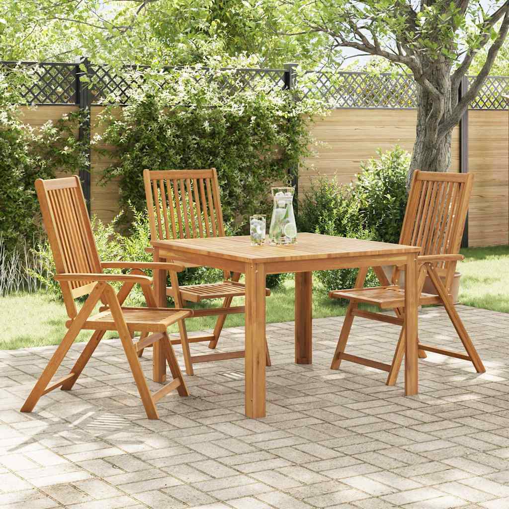 Garden Chair | Set of 3 | Brown | Solid Acacia wood | Medium | Foldable