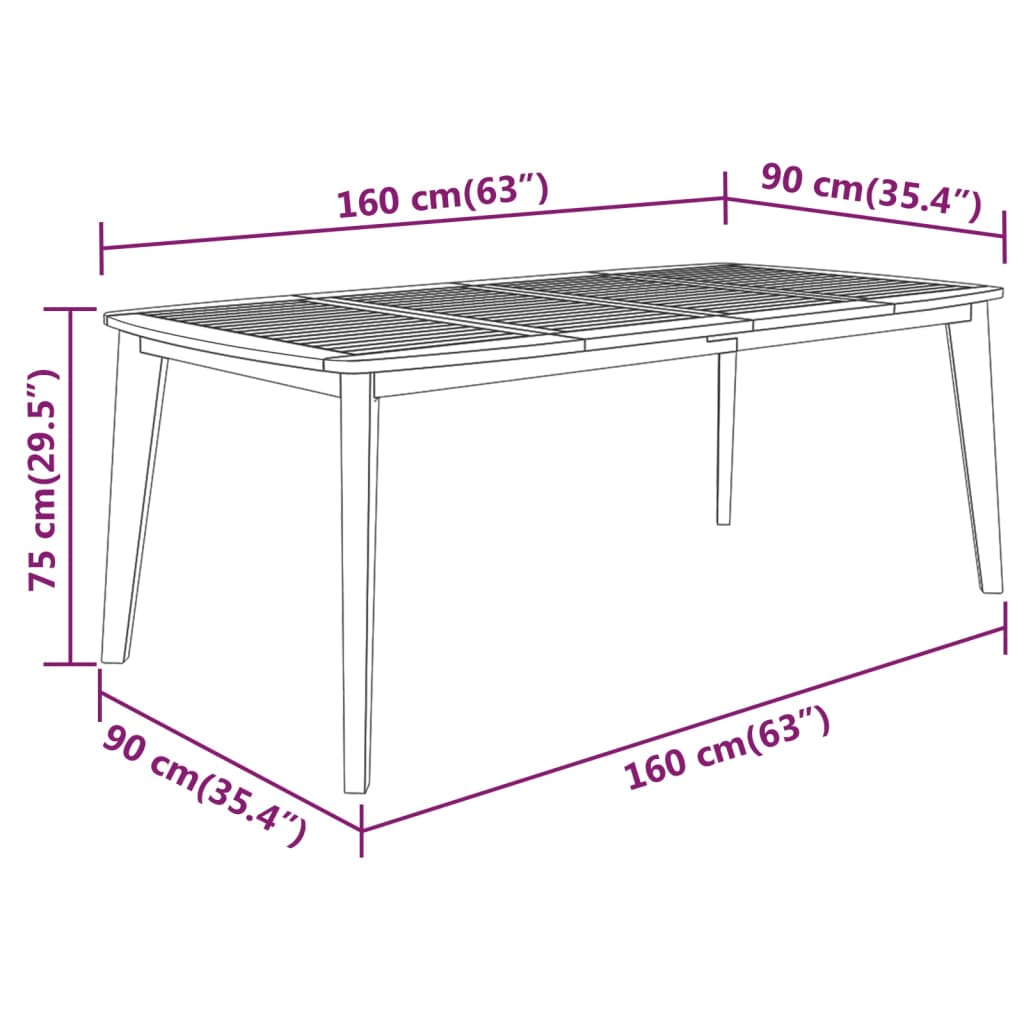 Garden Table | Natural Wood | Solid acacia wood | Large |  Durable