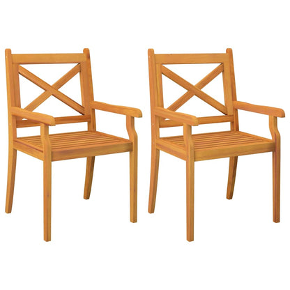 Dining Chair | Set of 2 | Brown | Solid Acacia Wood with an Oil Finish