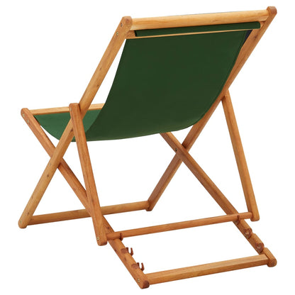 Folding Beach Chair Eucalyptus Wood and Fabric Green