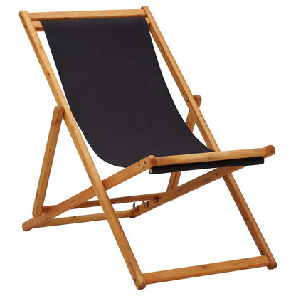 Beach Chair | Black | Solid eucalyptus wood, 100% polyester fabric
