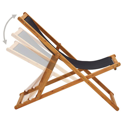 Beach Chair | Black | Solid eucalyptus wood, 100% polyester fabric