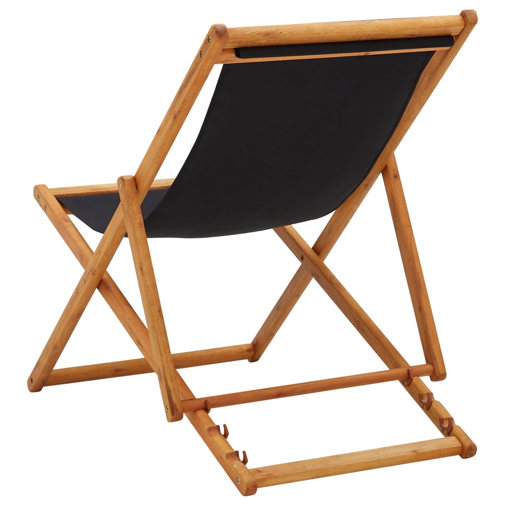 Beach Chair | Black | Solid eucalyptus wood, 100% polyester fabric