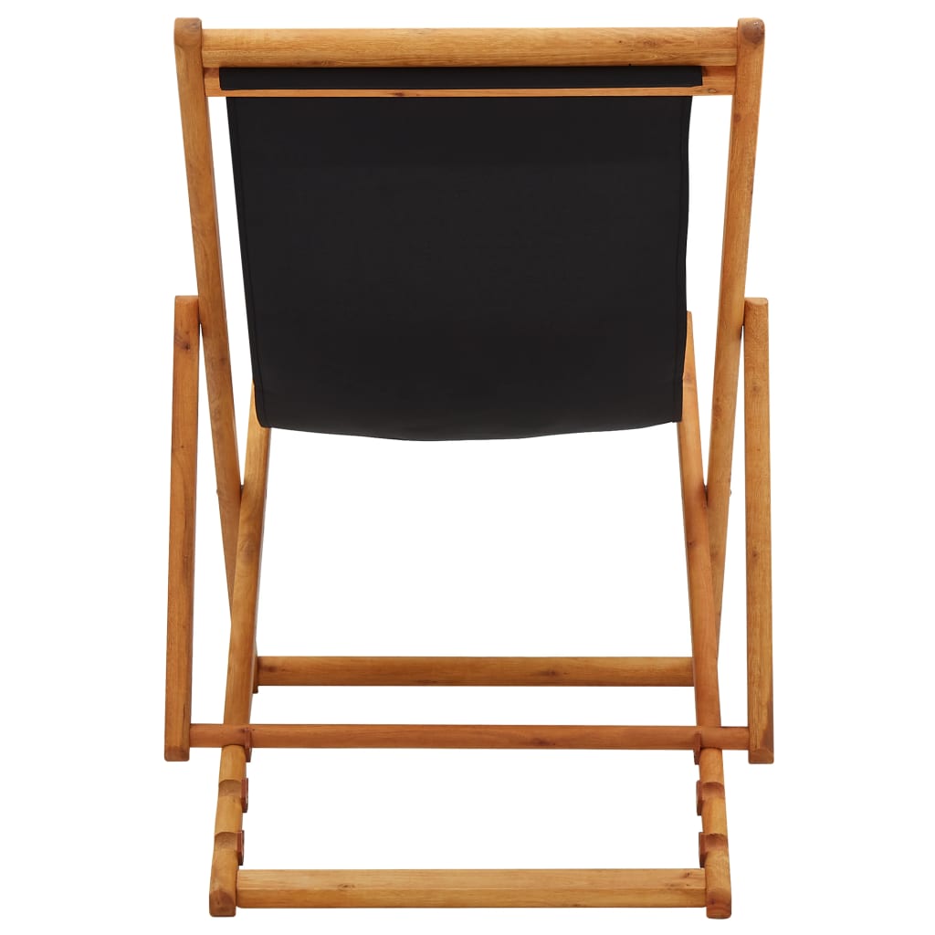 Beach Chair | Black | Solid eucalyptus wood, 100% polyester fabric