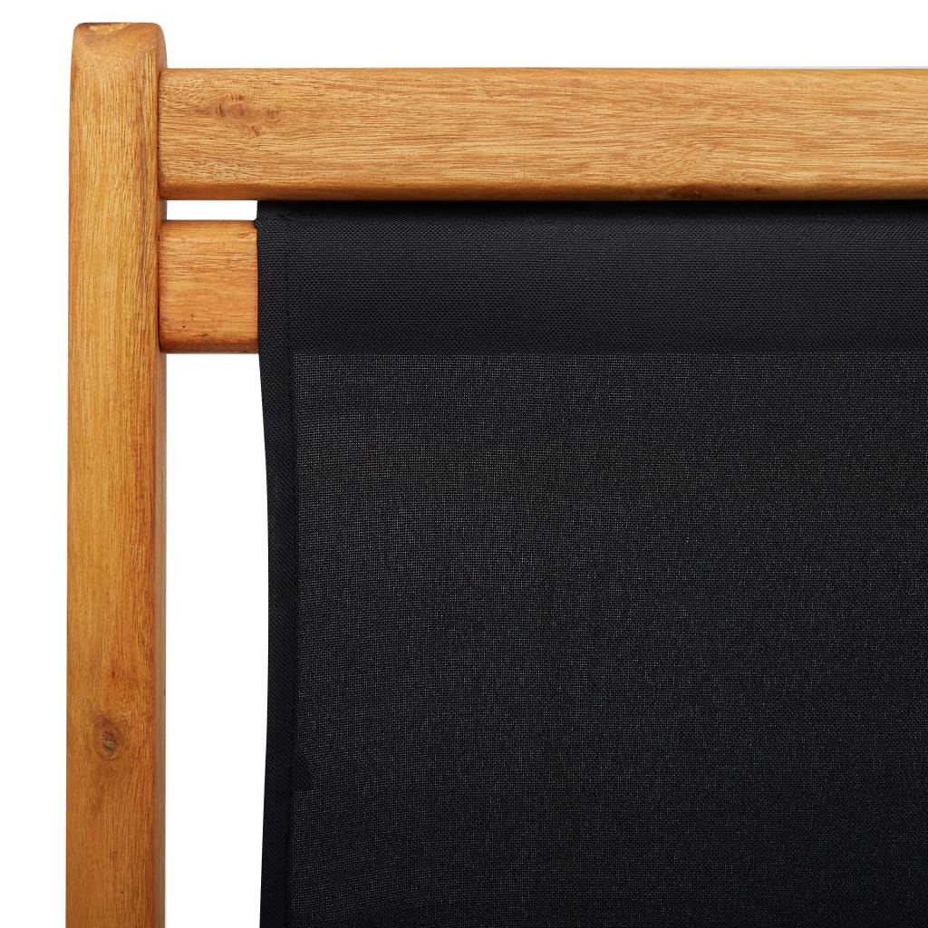Beach Chair | Black | Solid eucalyptus wood, 100% polyester fabric