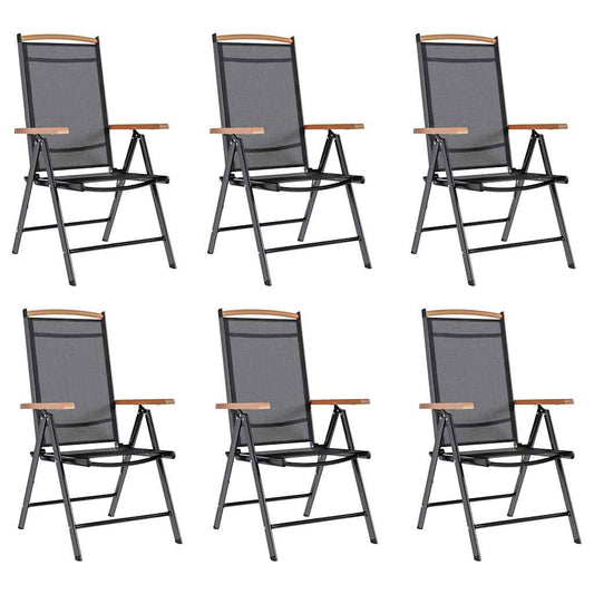 Folding Chairs 6 pcs Textilene Black