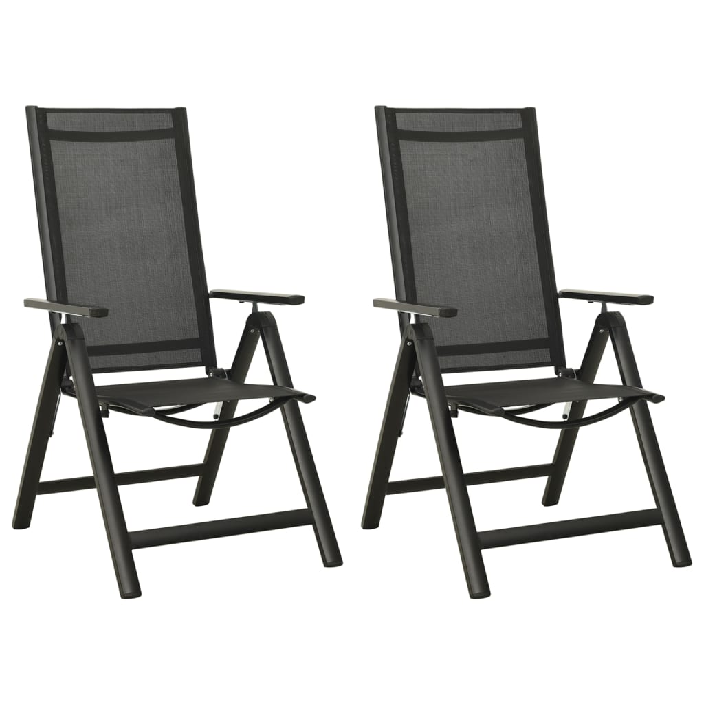 Garden Chair | Set of 2 | Black | Aluminium, Textilene | Standard