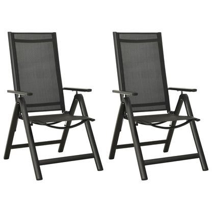 Garden Chair | Set of 2 | Black | Aluminium, Textilene | Standard
