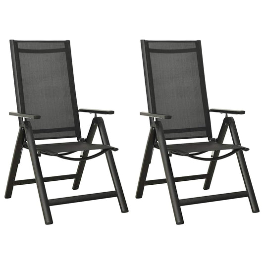 Folding Chairs 2 pcs Textilene and Aluminium Black