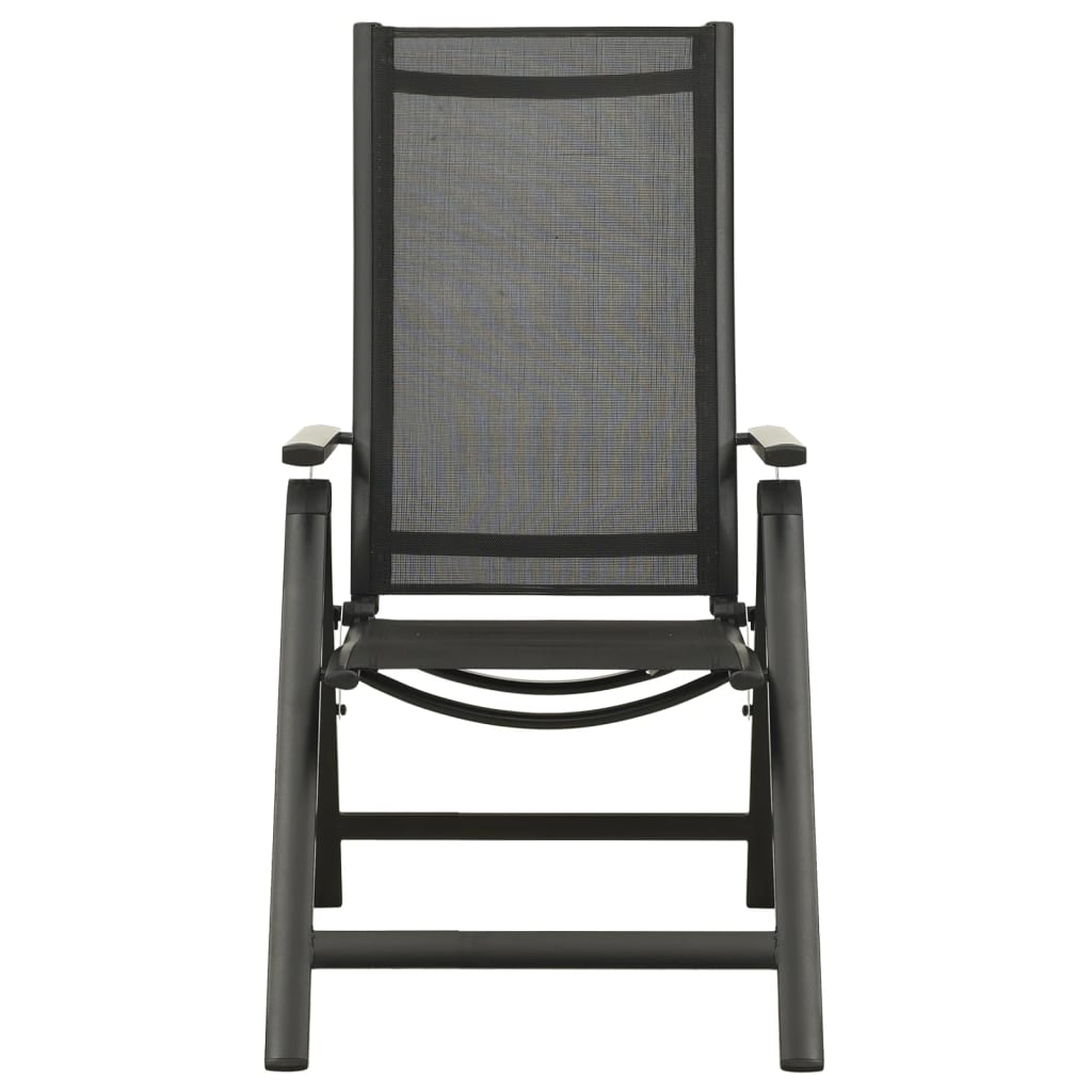 Garden Chair | Set of 2 | Black | Aluminium, Textilene | Standard