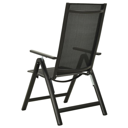Garden Chair | Set of 2 | Black | Aluminium, Textilene | Standard