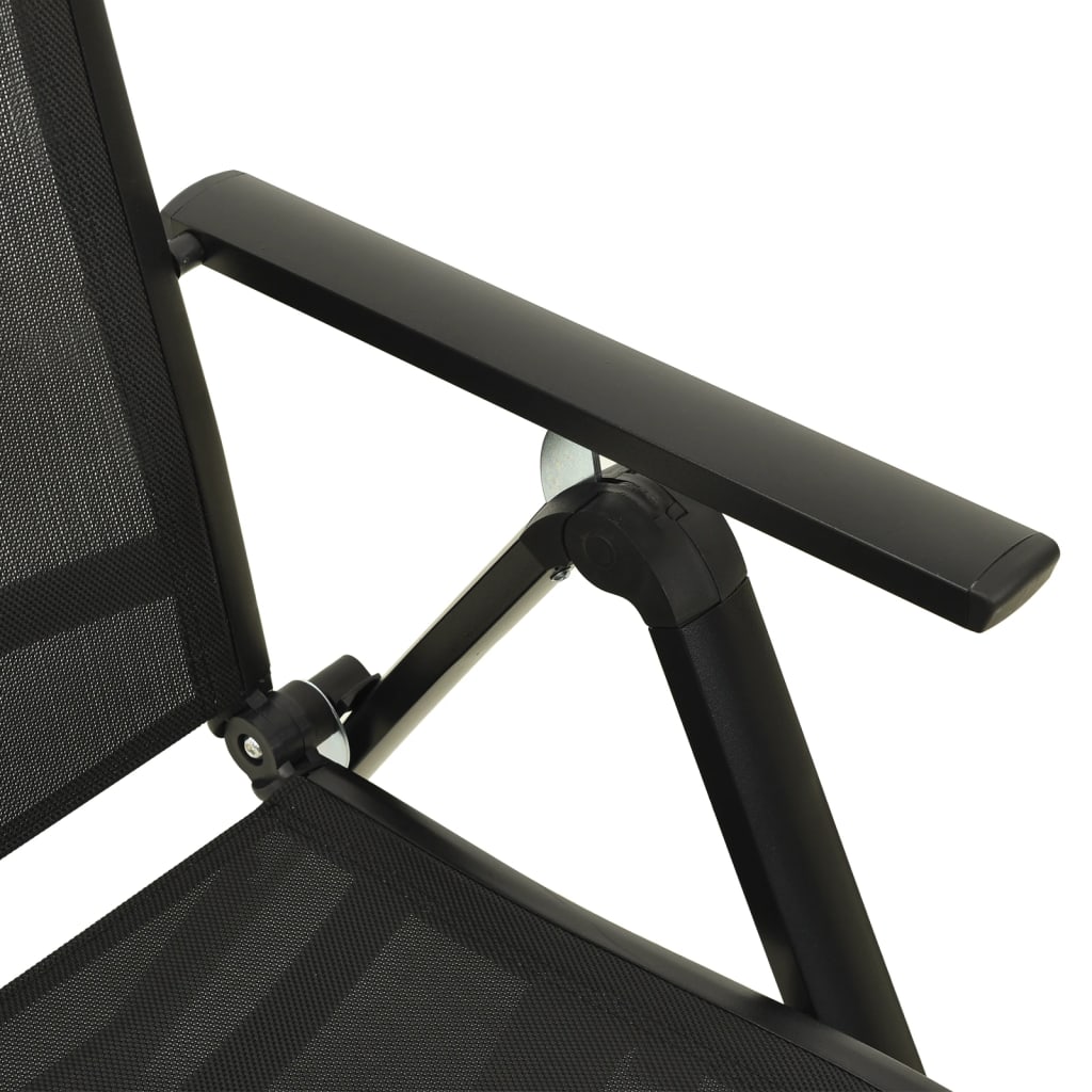 Garden Chair | Set of 2 | Black | Aluminium, Textilene | Standard