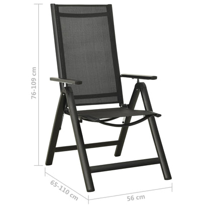 Garden Chair | Set of 2 | Black | Aluminium, Textilene | Standard