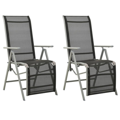 Garden Chair | Set of 2 | Black and Silver | Powder-coated aluminium