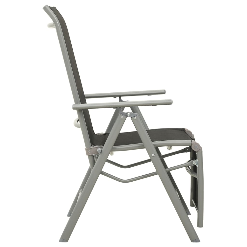 Garden Chair | Set of 2 | Black and Silver | Powder-coated aluminium