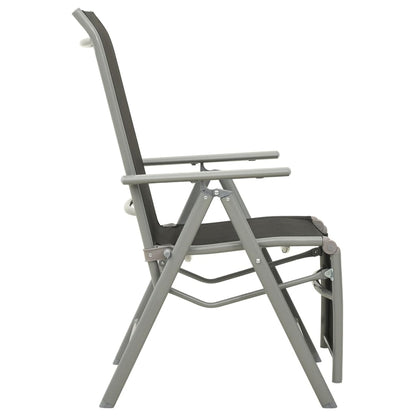 Garden Chair | Set of 2 | Black and Silver | Powder-coated aluminium