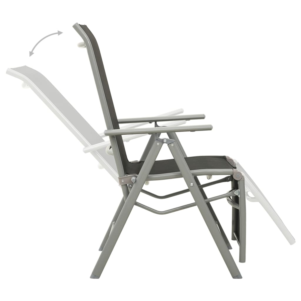 Garden Chair | Set of 2 | Black and Silver | Powder-coated aluminium
