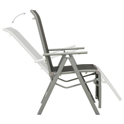 Garden Chair | Set of 2 | Black and Silver | Powder-coated aluminium