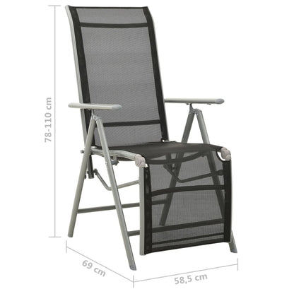 Garden Chair | Set of 2 | Black and Silver | Powder-coated aluminium