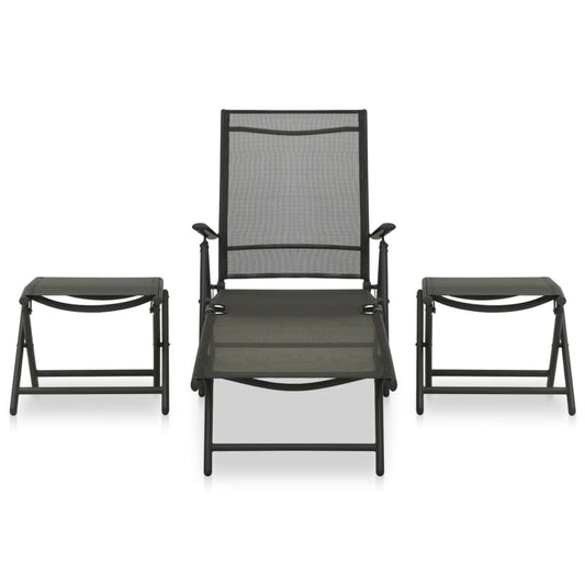 3 Piece Garden Lounge Set Textilene and Aluminium Black
