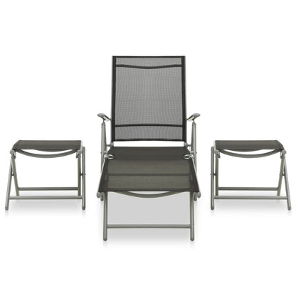 Garden Lounge Set | Black and silver | Aluminium, Textilene | Medium